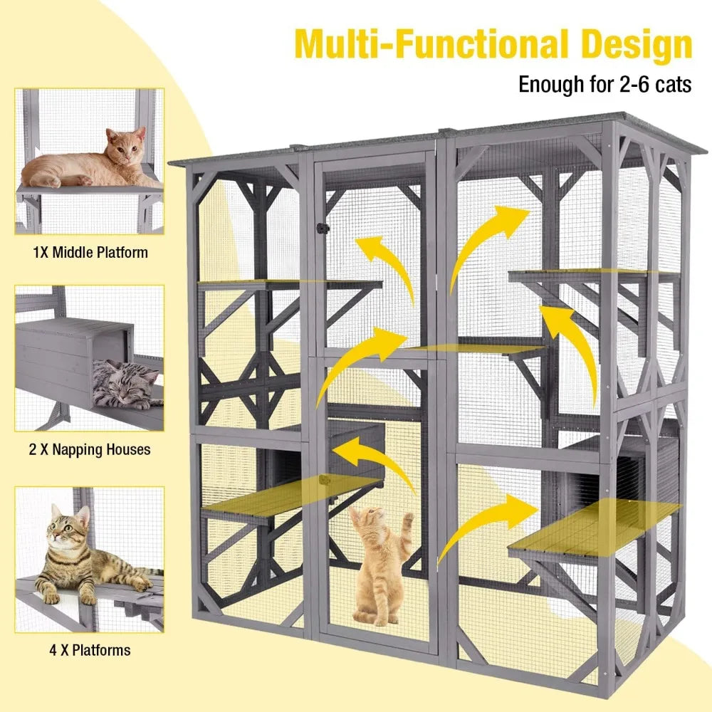 Catio Outdoor Cat Enclosure Wooden Weatherproof Cover