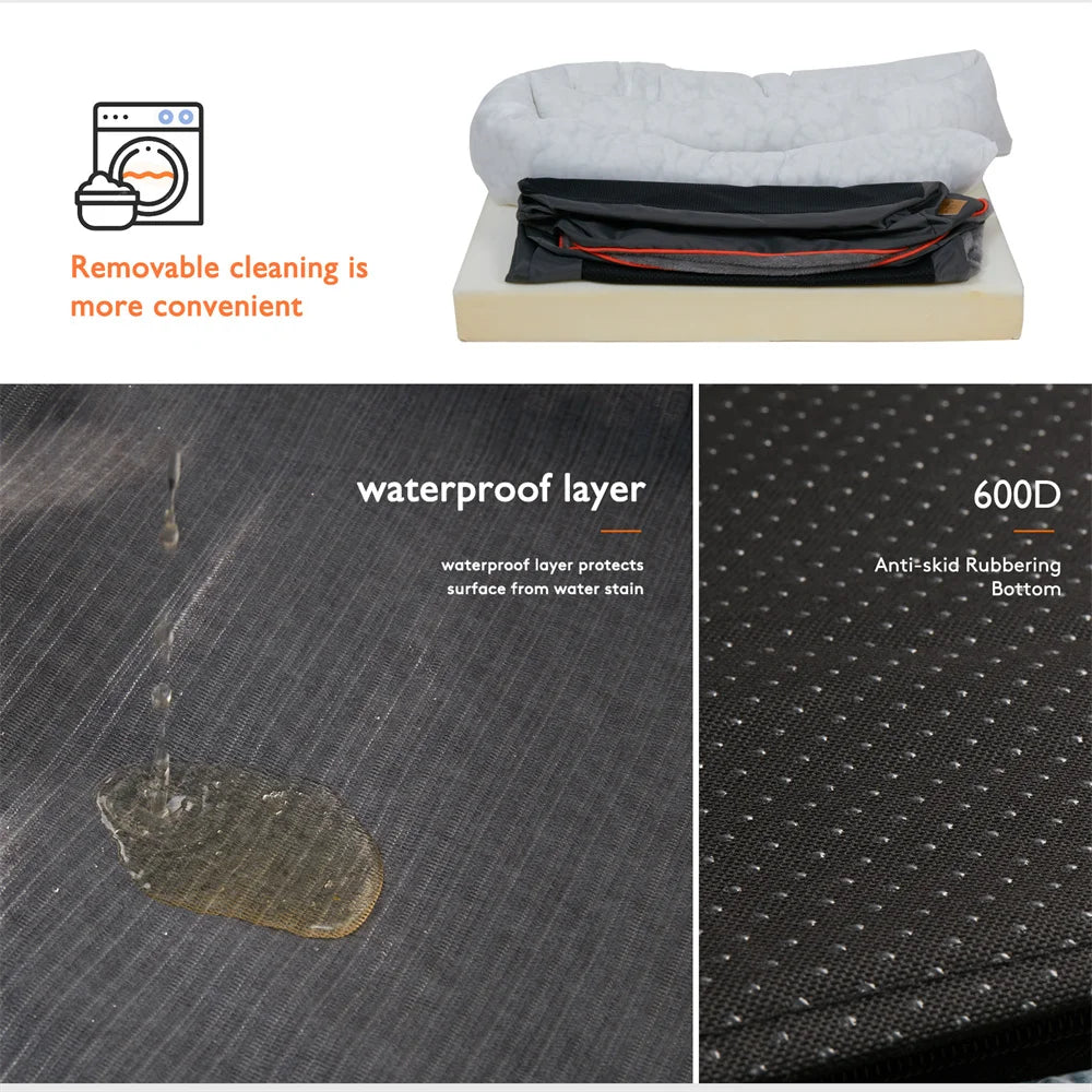BORWARTCN Orthopedic Memory Foam Dog Bed Removable Cover