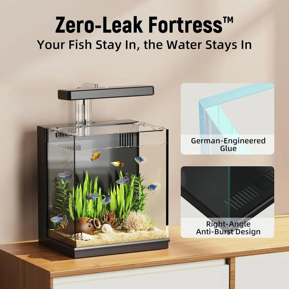 AQUASMI Betta Fish Tank With Filter And Light For Beginners