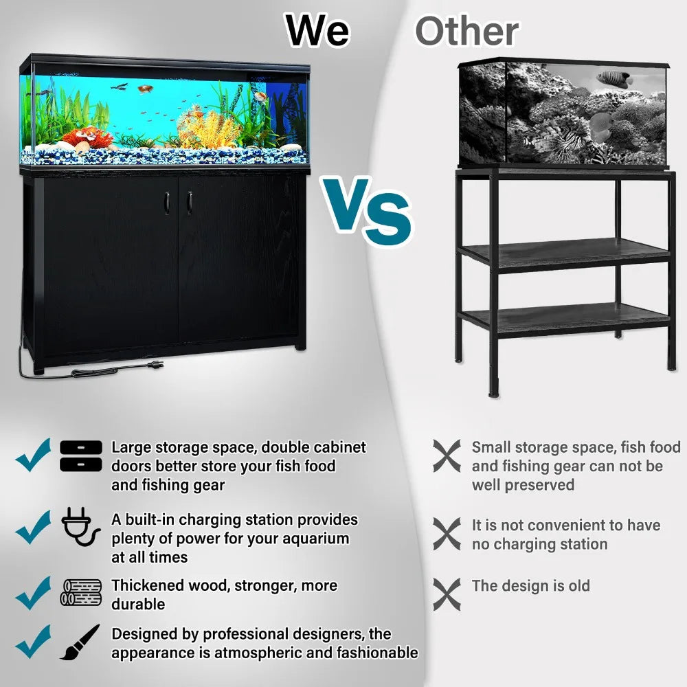 75 Gallon Aquarium Stand Cabinet with Charging Station Fish Tank Stand