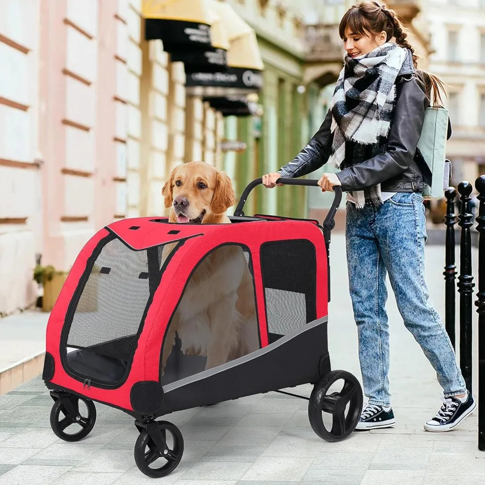 RBXC Foldable Dog Stroller With Adjustable Handle