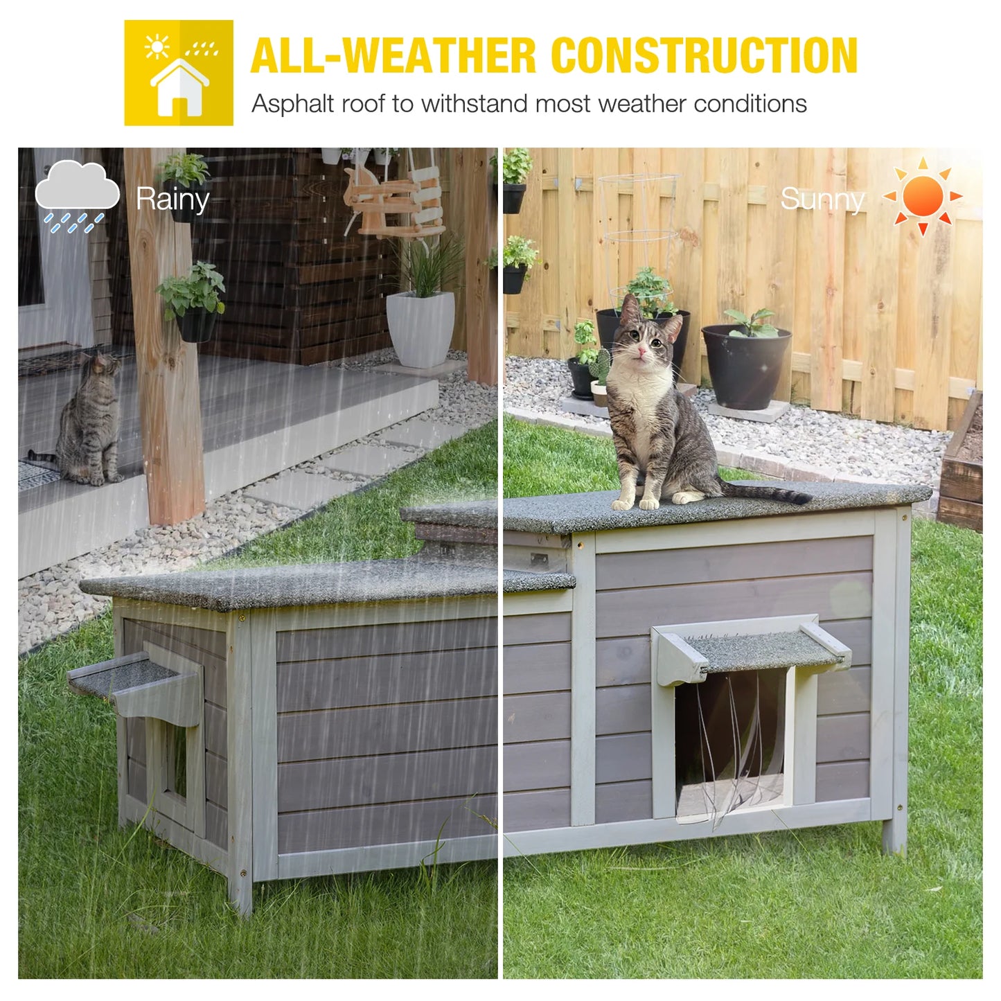 Two Room Outdoor Cat Shelter for Cold Weather Comfort