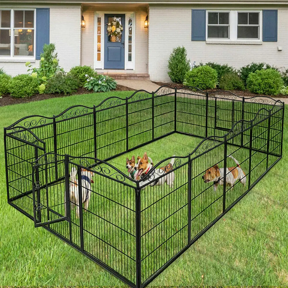 BINGOPAW Heavy Duty Metal Dog Playpen With Gate 8 Panels