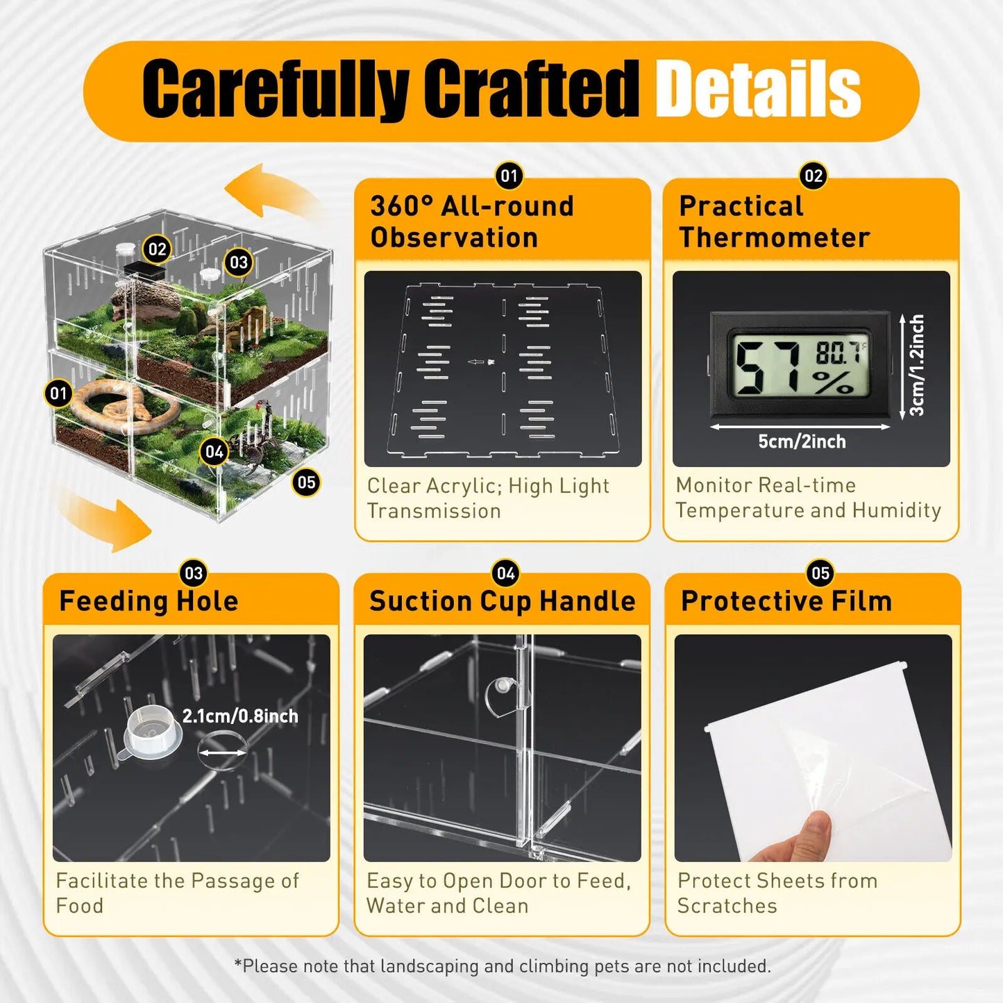 Color Acrylic 4 Grids Reptile Cage Breeding Box Terrarium