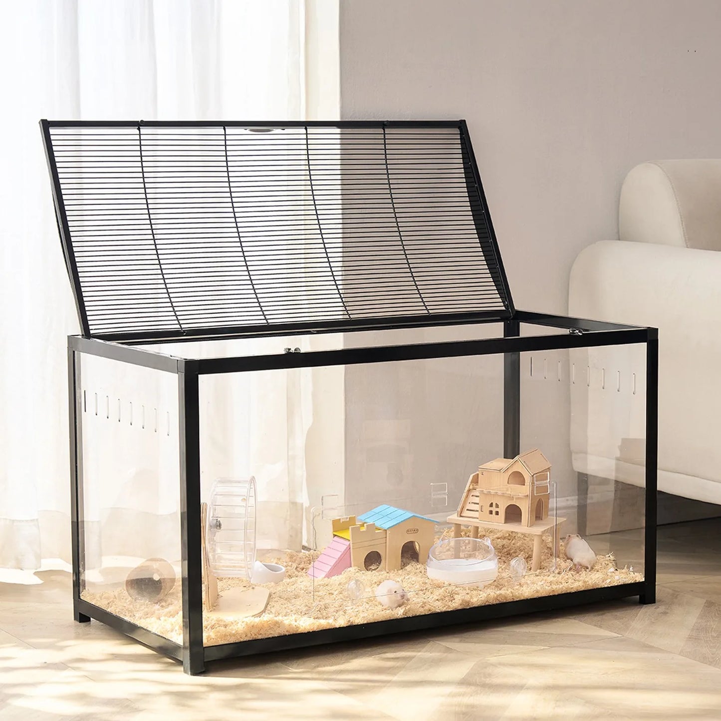 Hamster Cage Habitat 37.8 inch Clear Pet Rodent Gerbil Mice Small Animal House