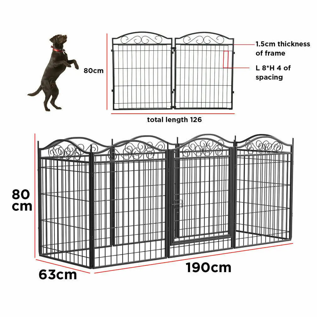 BINGOPAW Heavy Duty Metal Dog Playpen With Gate 8 Panels
