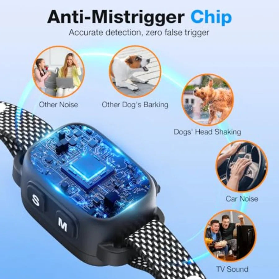 Rechargeable Bark Collar With Beep And Vibration, 7 Sensitivity Levels