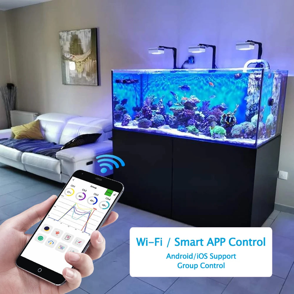PopBloom-RL90 WiFi Aquarium LED Lighting 100W, Coral Reef Grow Aquarium Light for Saltwater SPS/LPS Marine Fish Tank LED Light