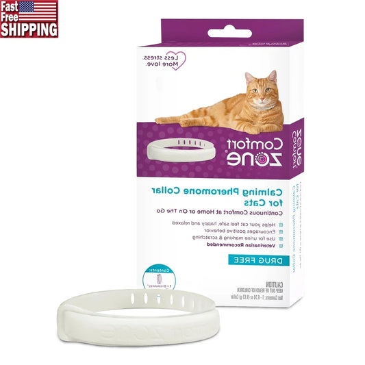 Cat Calming Collar 30 Days Stress Relief Adjustable Pheromone Release Drug Free Safe Behavior Improvement Indoor Outdoor Use
