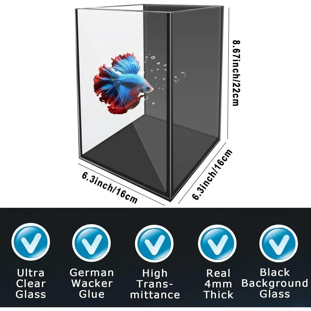 Glass Betta Aquarium Starter Kit With LED Light and Filter