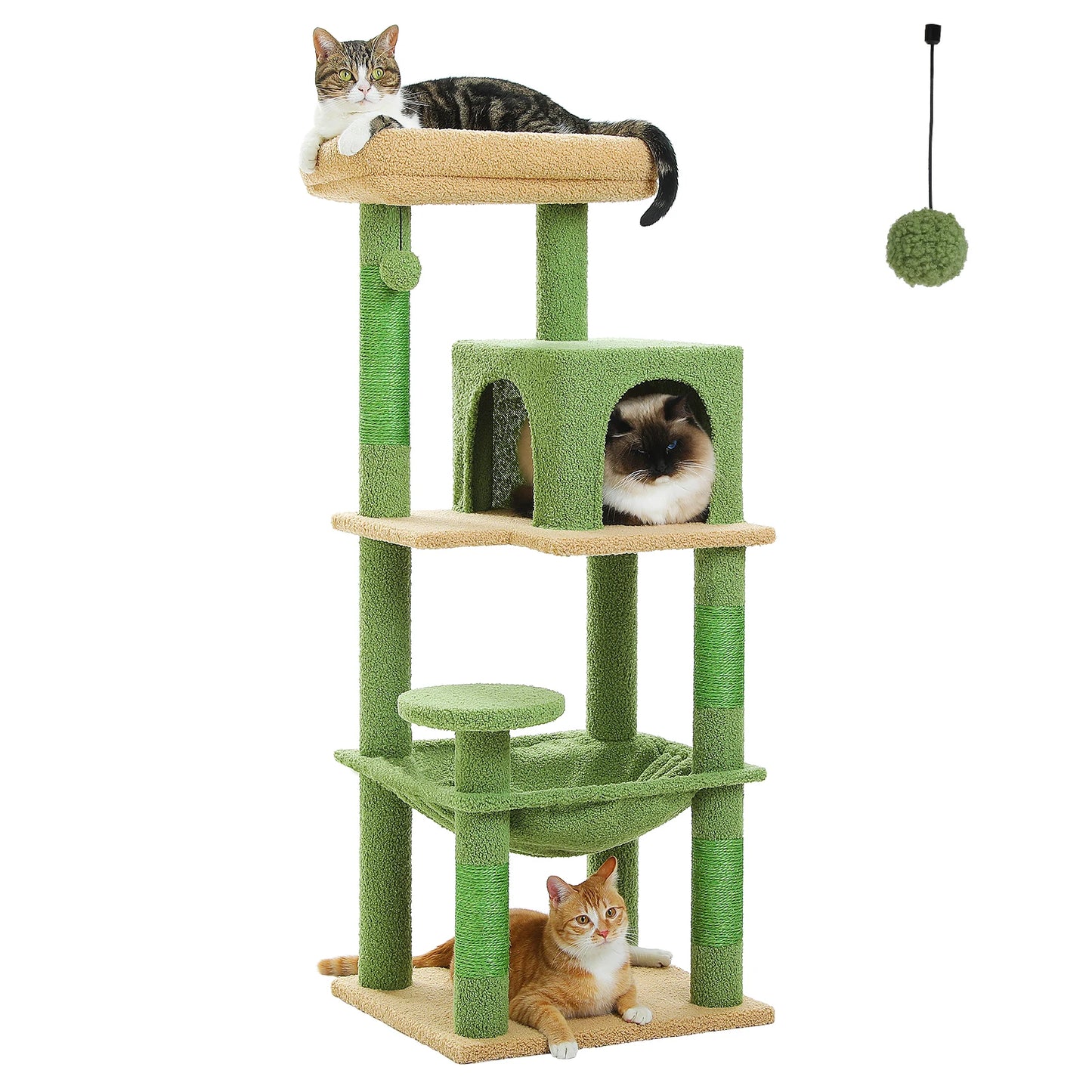 PETEPELACN Cat Tree For Indoor Cats 5-Level Cat Tower With Metal Frame Hammock Condo And Top Perch