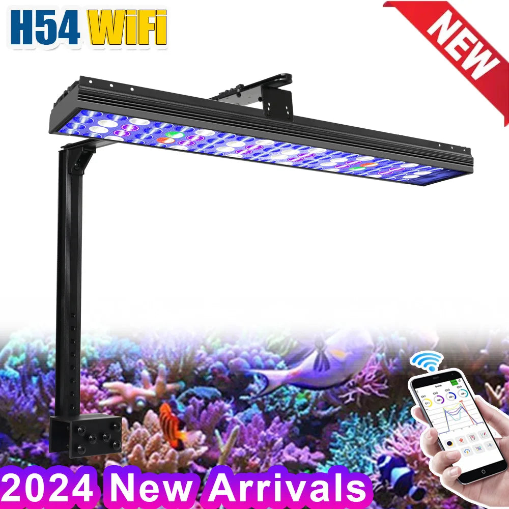 PopBloom WiFi Marine Aquarium Light, App Program Seawater Aquarium Light For 60cm/24" Saltwater Aquarium Fish Reef Tank Led Lamp