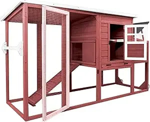 Chicken Coop with Run Mobile Large Nesting Box - Back Yard Wooden Chicken House Outdoor Poultry Cage, UV Proof Asphalt Roof