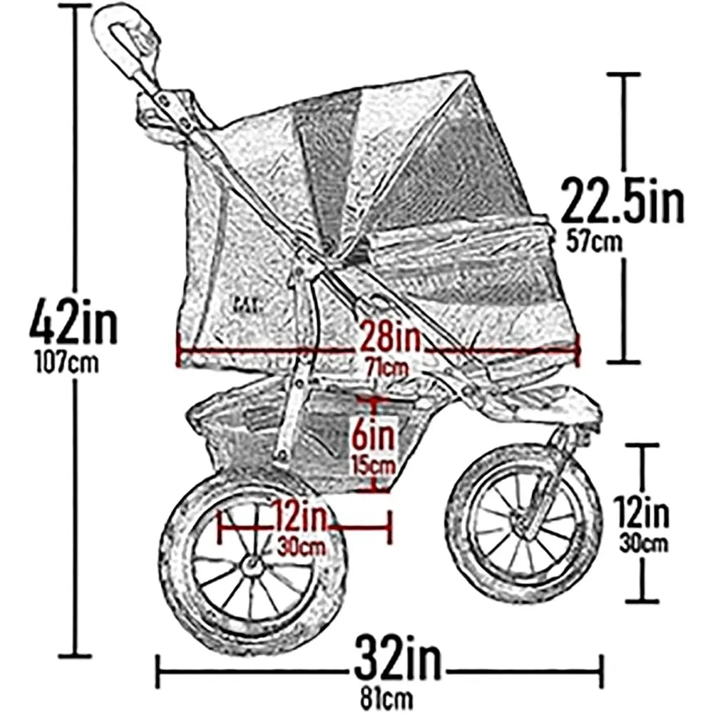 No Zip AT3 Pet Stroller For Cats And Dogs Zipperless