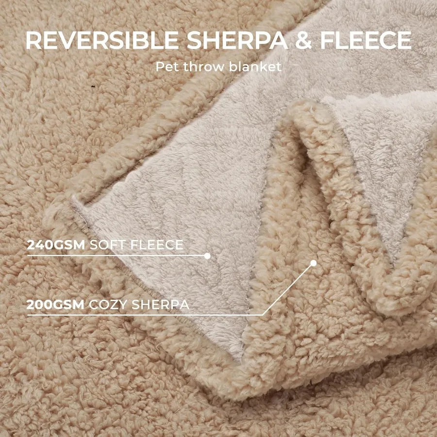 Reversible Waterproof Pet Blanket – a cozy Sherpa fleece sofa protector that keeps furniture clean, dry, and snuggle-ready