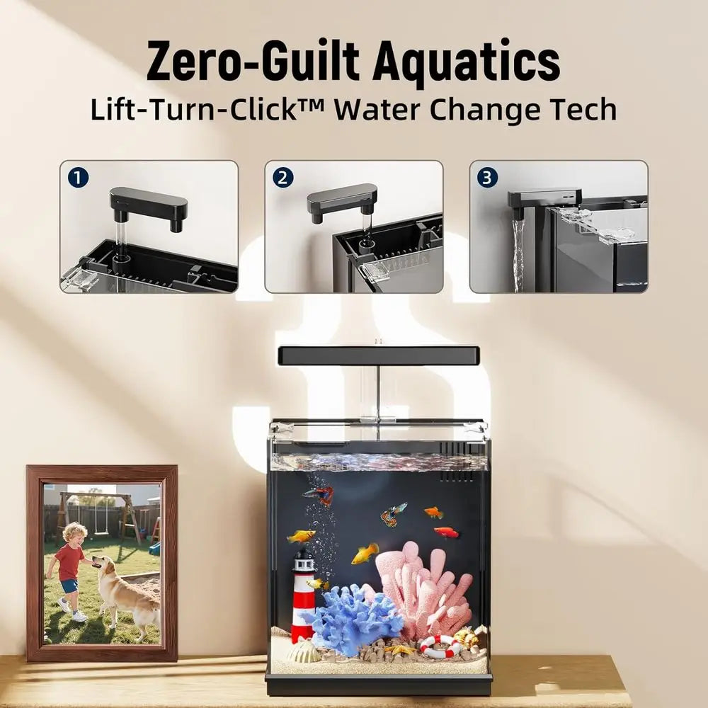 AQUASMI Betta Fish Tank With Filter And Light For Beginners