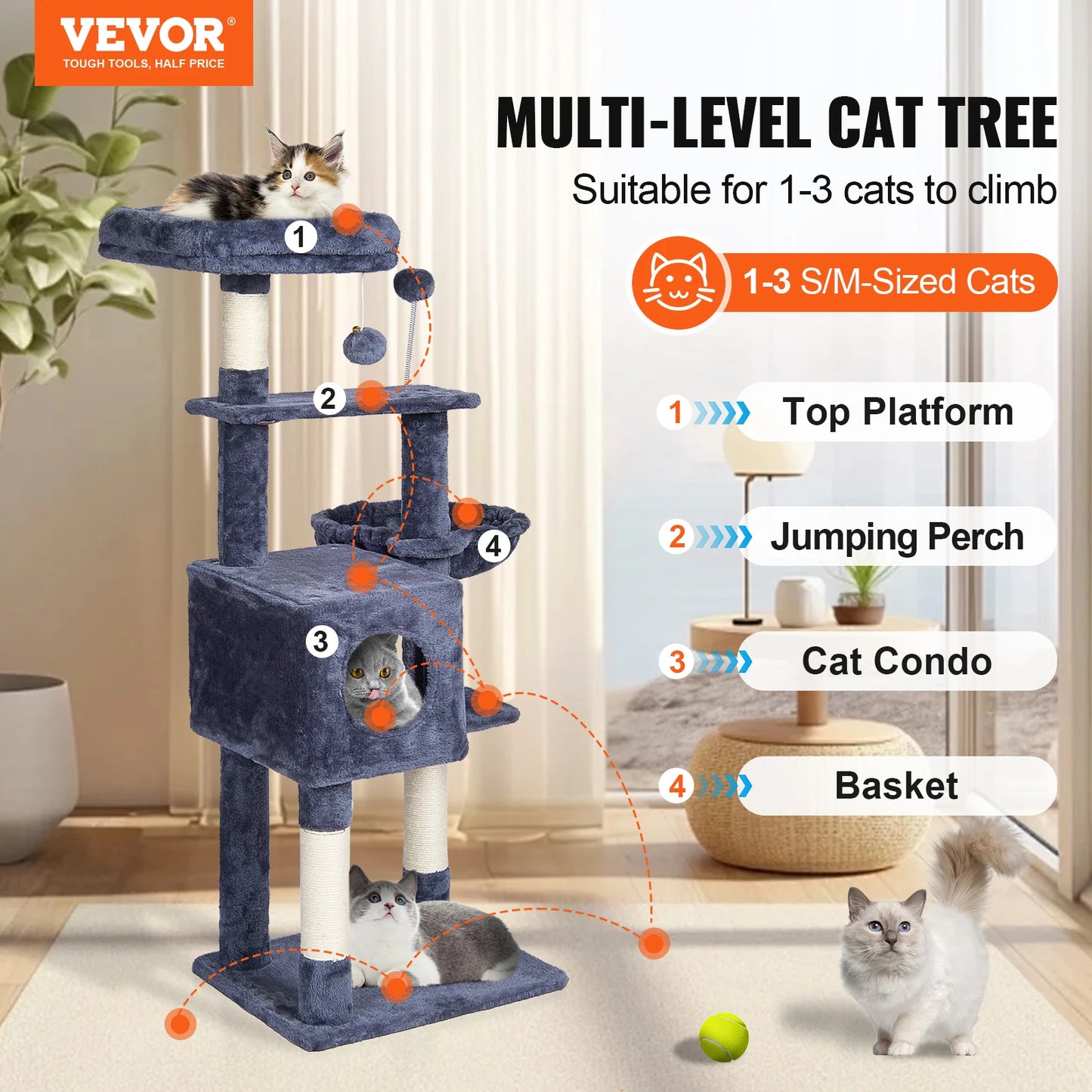 Shanghai Cat Tree 4 Tier Tower With Condo And Sisal Post