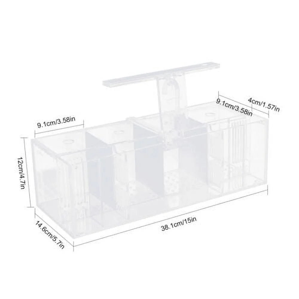 XMSJ LED Acrylic Betta Fish Tank With 4 Separate Compartment Grids and Pump
