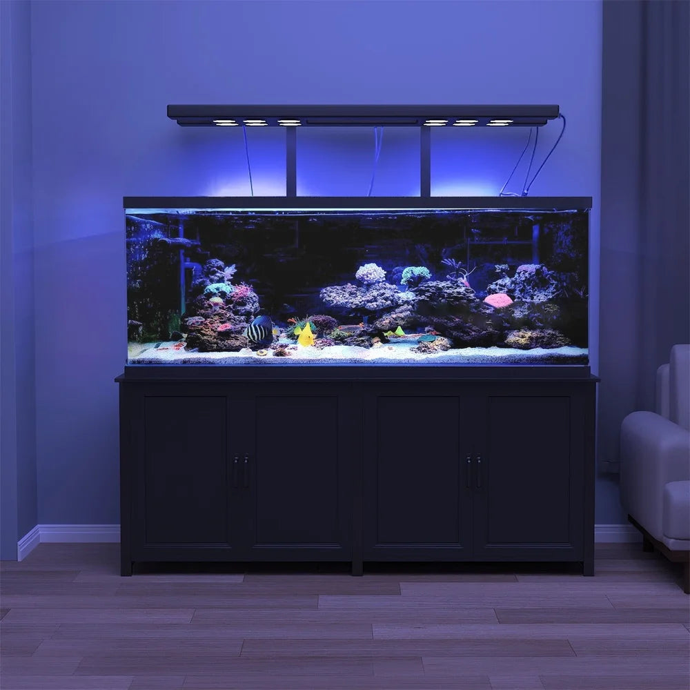 Heavy Duty Metal Aquarium Stand 125-200 Gallon Fish Tanks with 8 Outlet Power Strip and Ample Storage Space