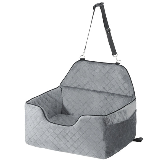 SucceBuy Cushioned Dog Car Booster Seat With Storage Pocket