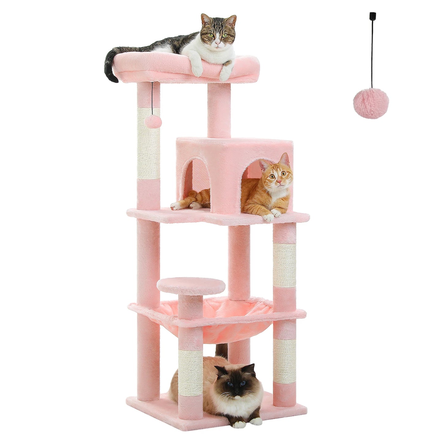 PETEPELACN Cat Tree For Indoor Cats 5-Level Cat Tower With Metal Frame Hammock Condo And Top Perch