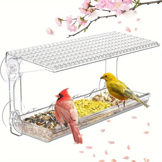 Indestructible Window Bird Feeder with Built-In Seed Tray