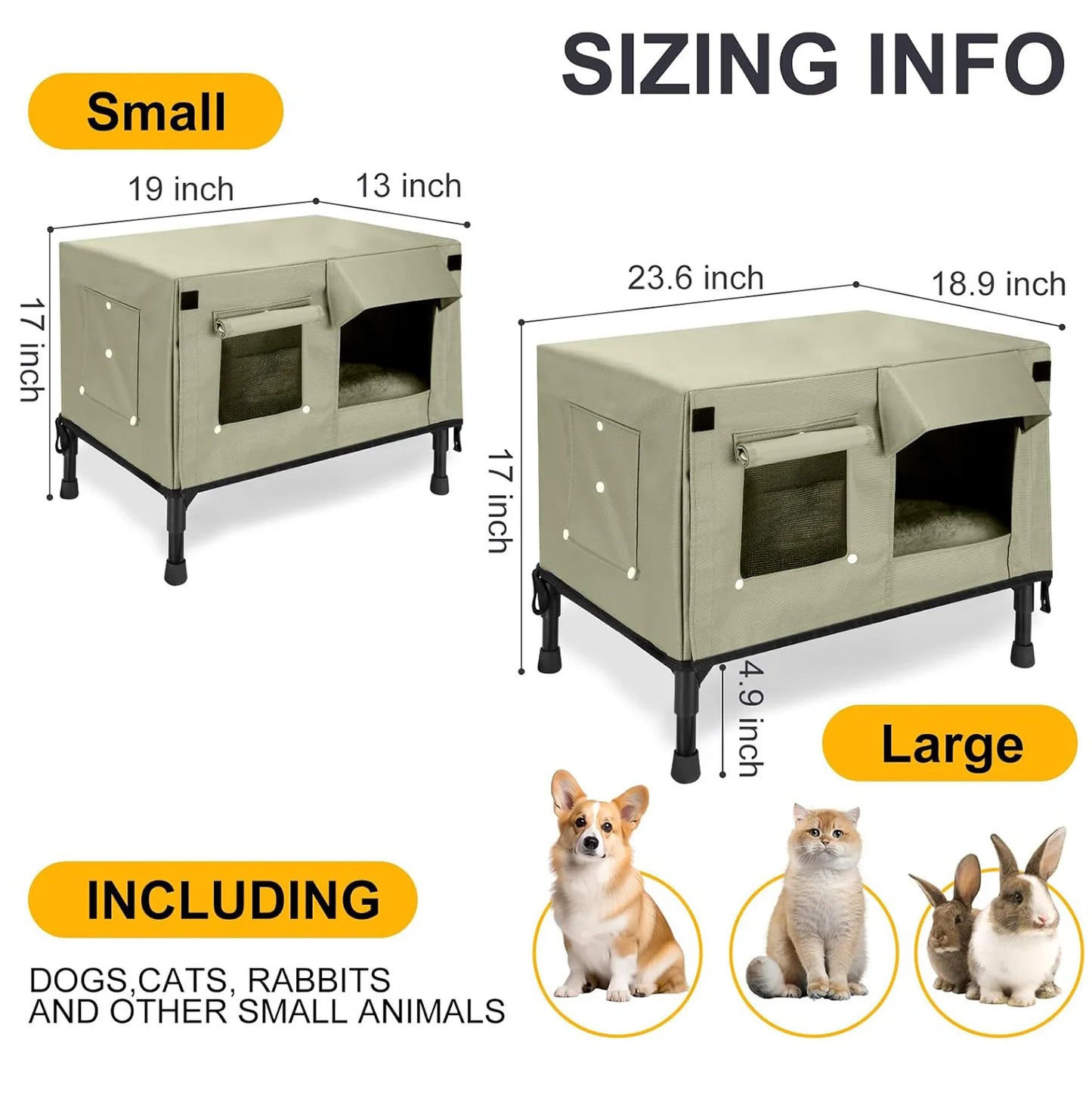 Heated Outdoor Cat House Provides Weatherproof and Insulated Shelter for Outdoor Pets, Includes  Escape Door