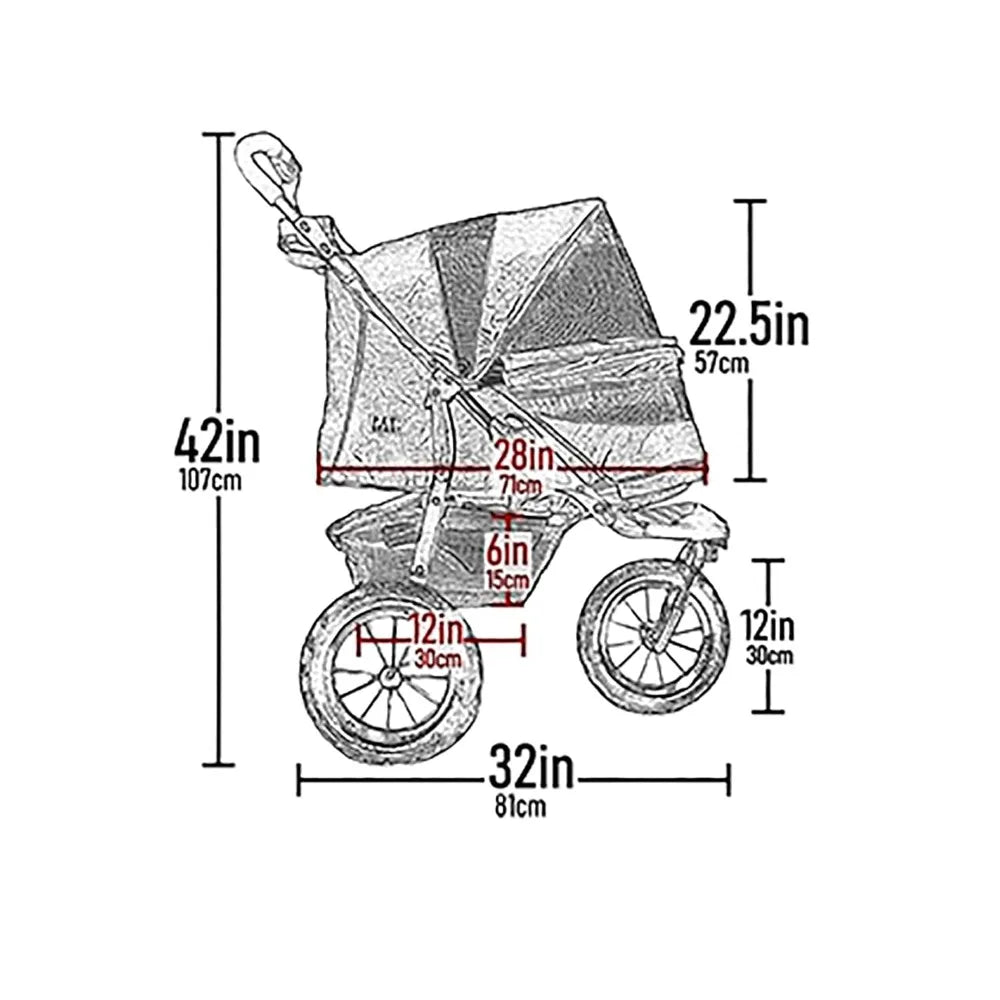 TIFICY Zipperless AT3 Pet Stroller For Cats And Dogs