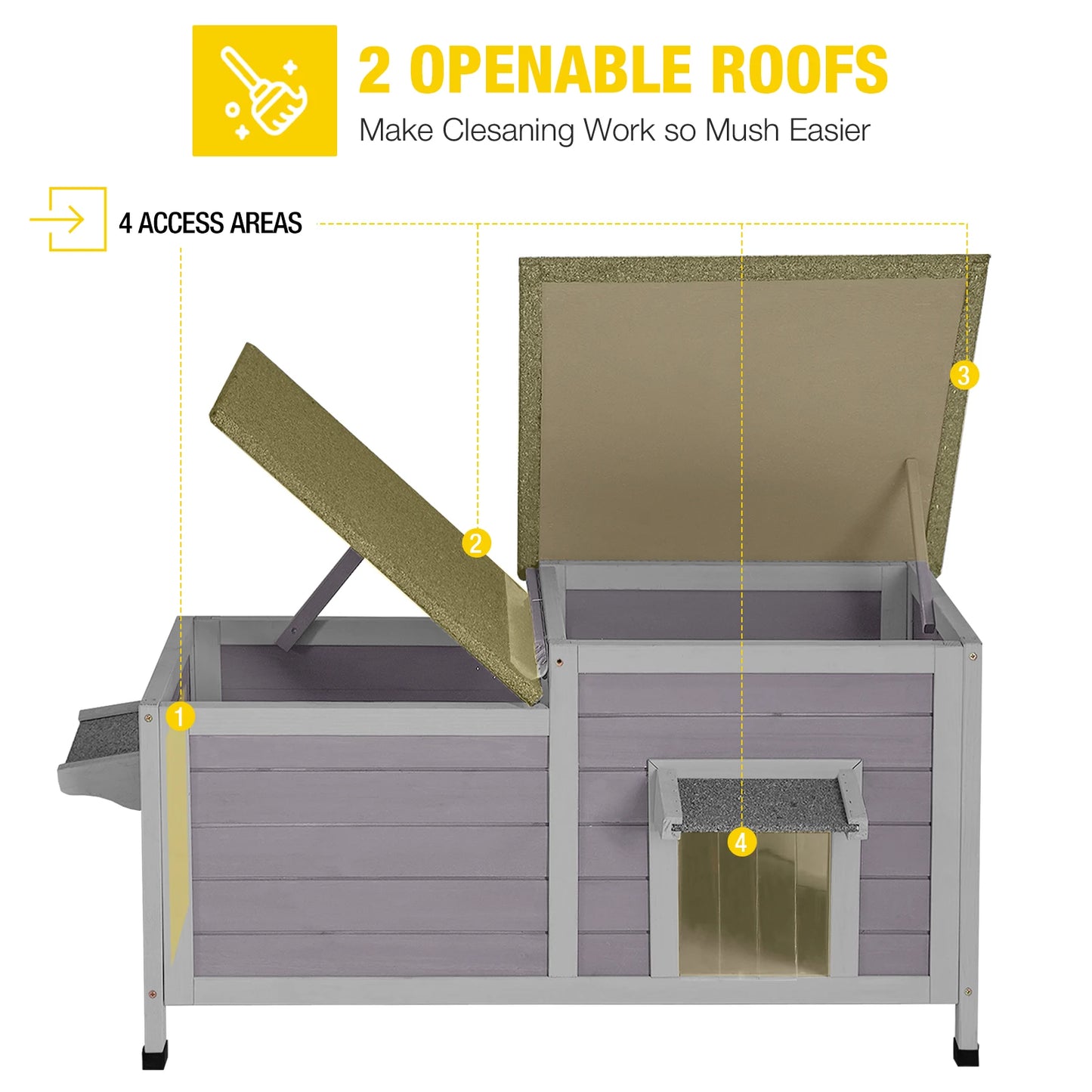 Two Room Outdoor Cat Shelter for Cold Weather Comfort