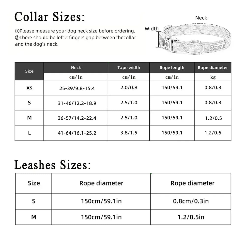 Dog Leash And Collar Set Reflective For Dogs Outdoor Walking