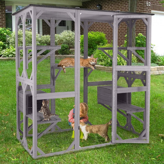 Catio Outdoor Cat Enclosure Wooden Weatherproof Cover