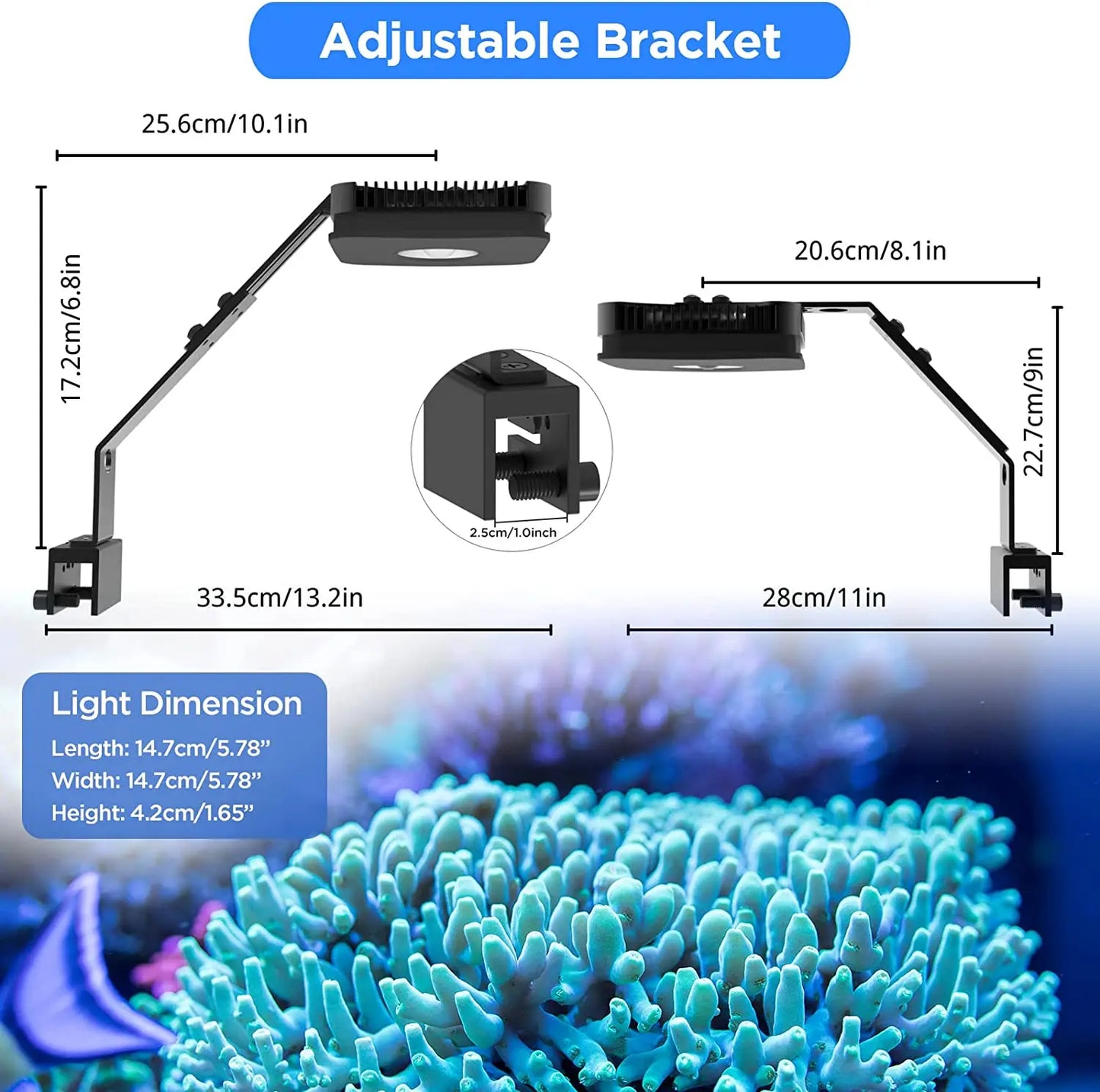 Lominie 80W Full-Spectrum LED Aquarium Light – a powerful, color-rich reef lamp with 4 customizable channels and remote control, designed to bring out vibrant coral growth and stunning marine beauty in any saltwater tank