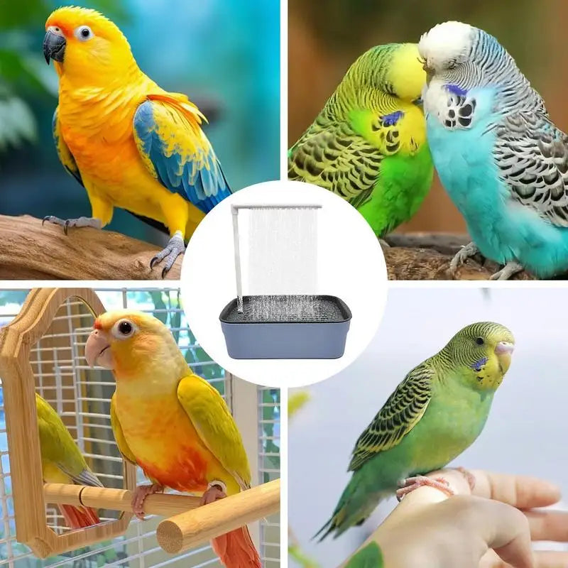Parrot Bath Tub Automatic Bird Bathing Tub Container Multipurpose Small Bathtub Bowl Cage Bird Shower Fountain For Parakeets