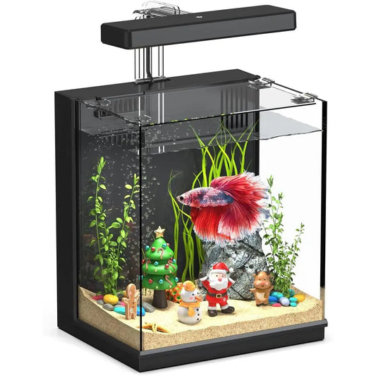 AQUASMI Betta Fish Tank With Filter And Light For Beginners