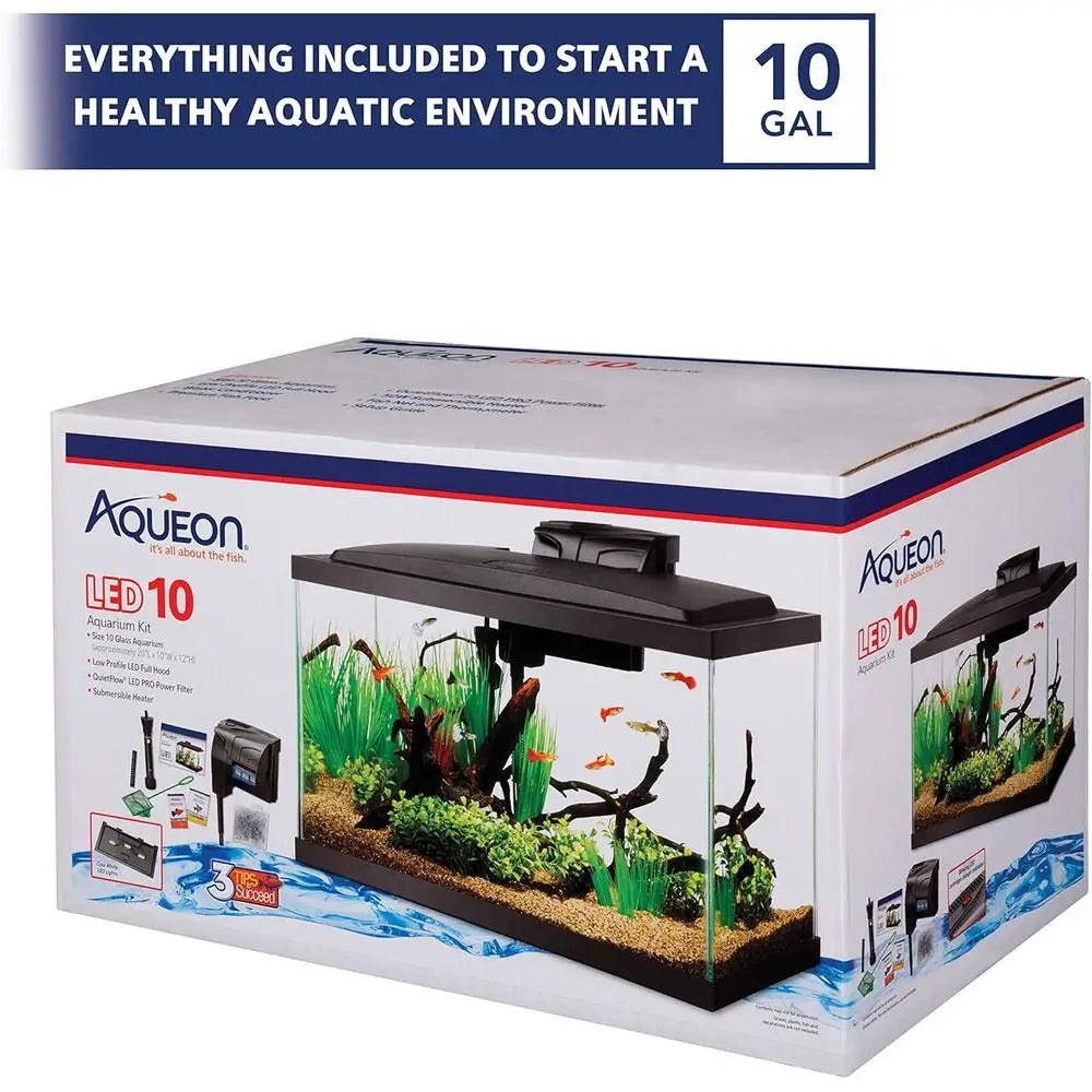 All-in-One Glass Tank Aquarium Starter Kit With LED Lighting Included