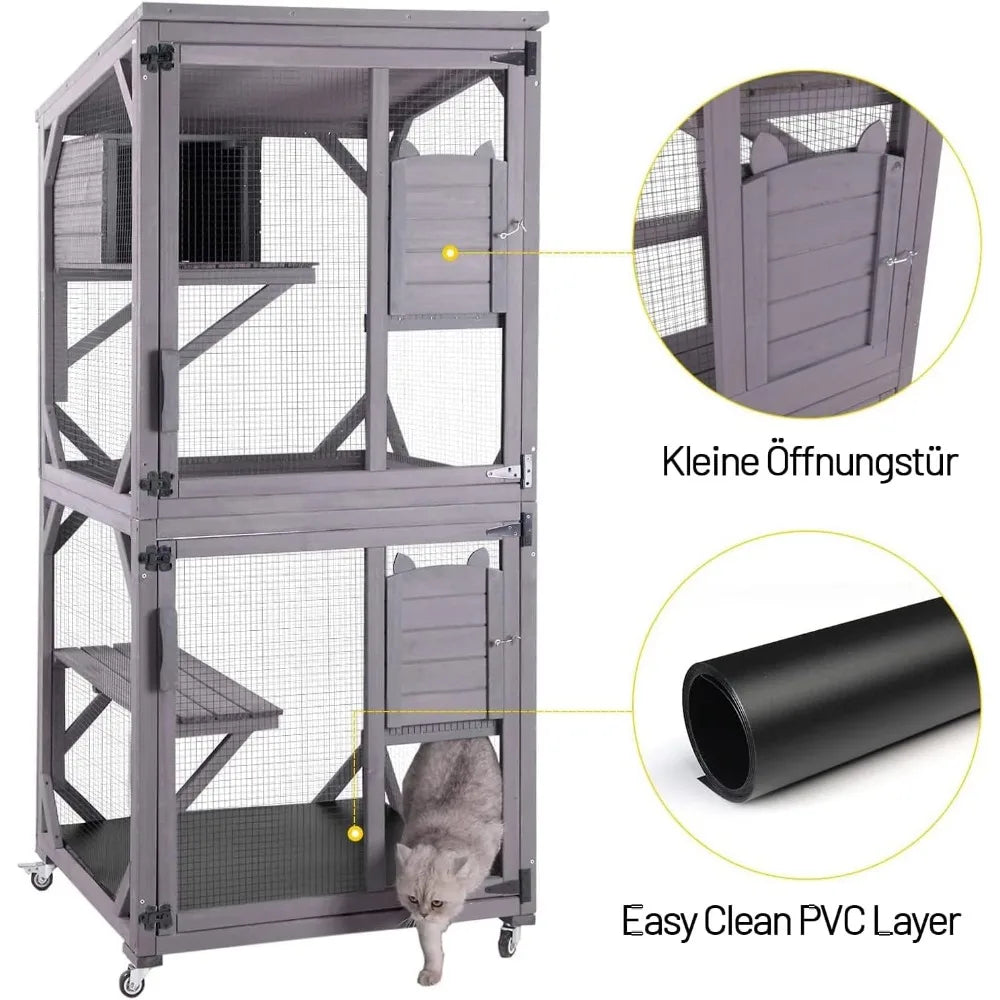 Catio Outdoor Cat Enclosure Wooden Weatherproof Cover