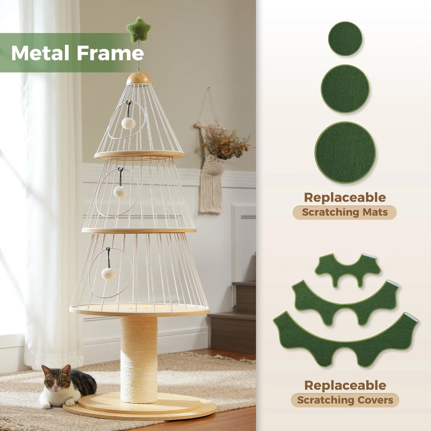 PAWZ Road - Modern Cat Tree Tower With Sturdy,Thick Scratching Post