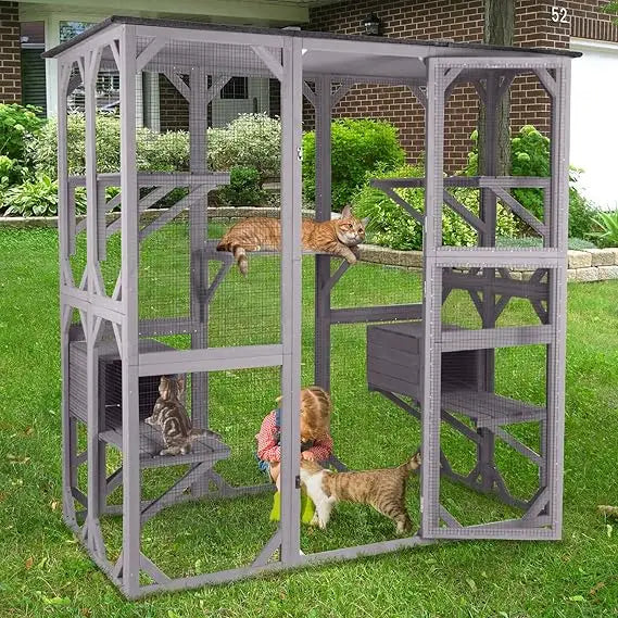 Catio Outdoor Cat Enclosure Wooden Weatherproof Cover