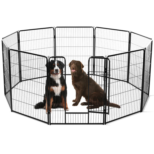 “JHK 8-Panel Heavy-Duty Dog Playpen with Door – Indoor & Outdoor Pet Fence, Portable Metal Exercise Pen for Yard, Camping, or Home Use”
