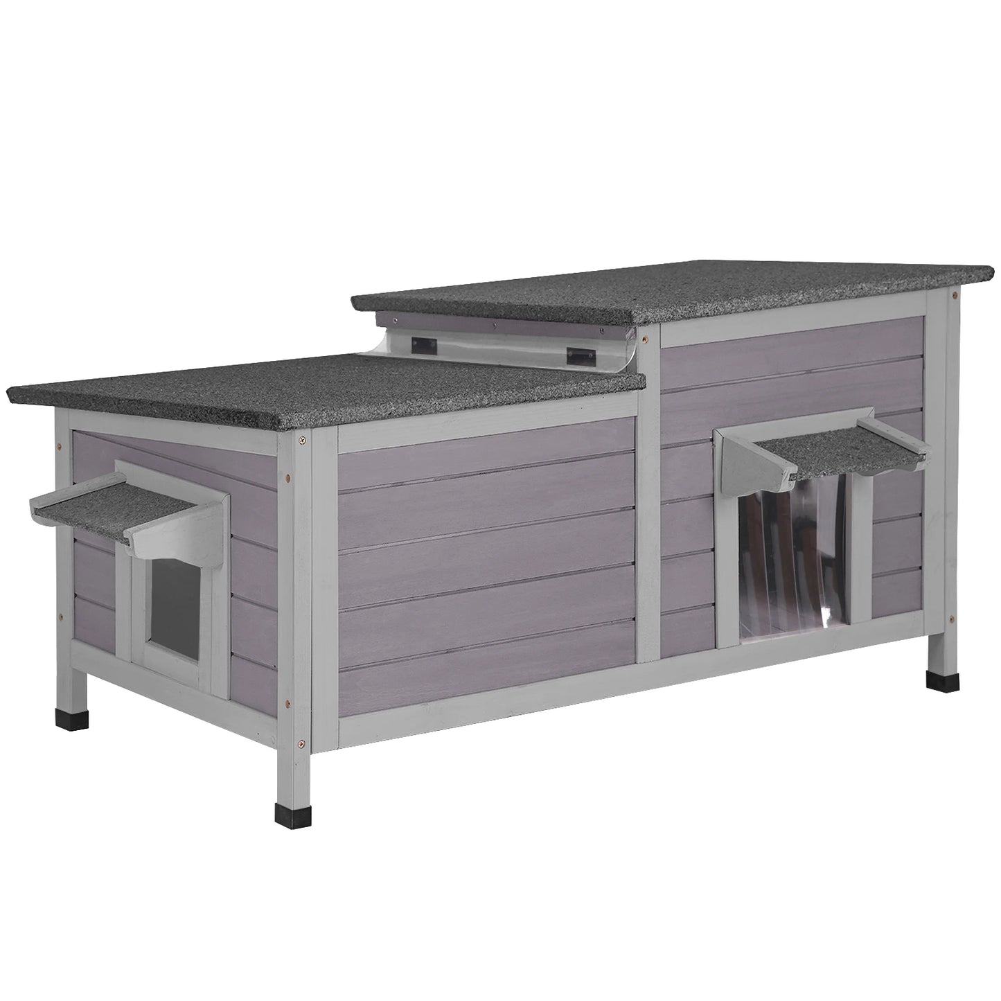 Two Room Outdoor Cat Shelter for Cold Weather Comfort