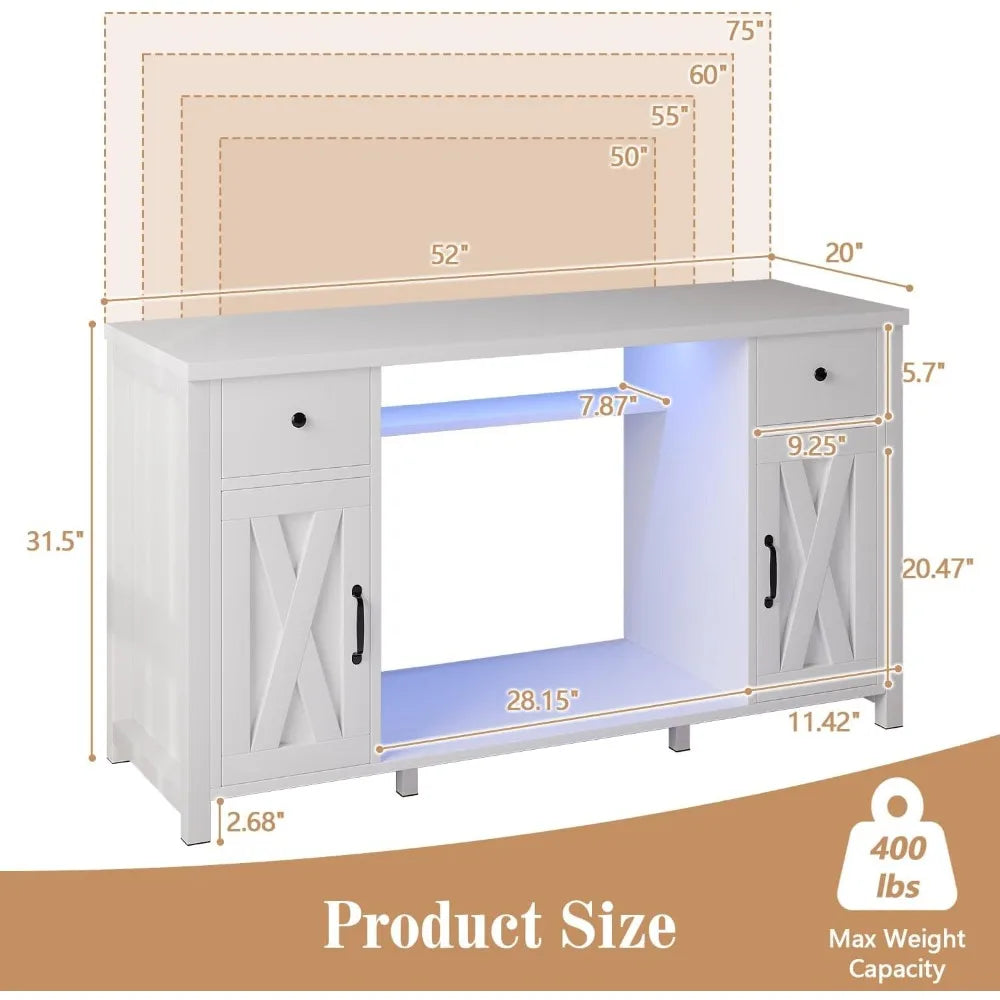Farmhouse Fish Tank Stand With LED Light And Power Outlets