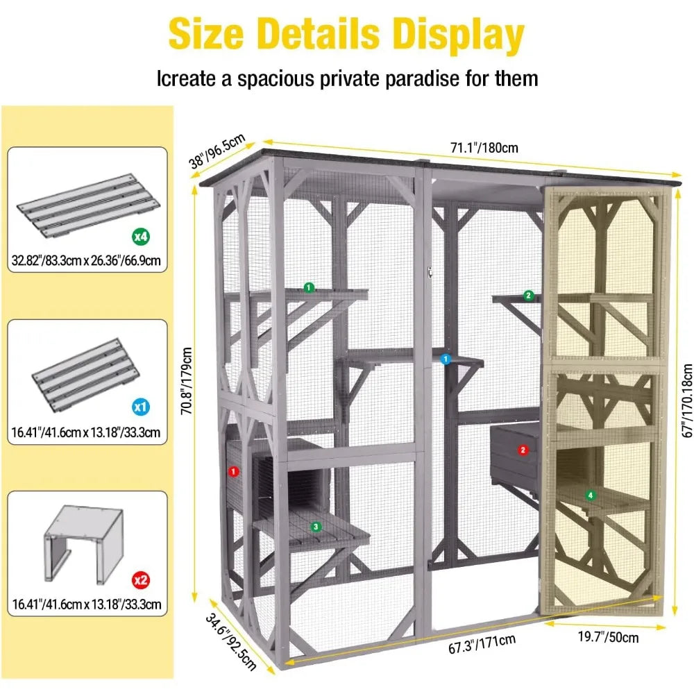 Catio Outdoor Cat Enclosure Wooden Weatherproof Cover