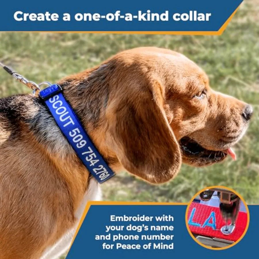 Custom Embroidered Dog Collar With Pet Name And Phone
