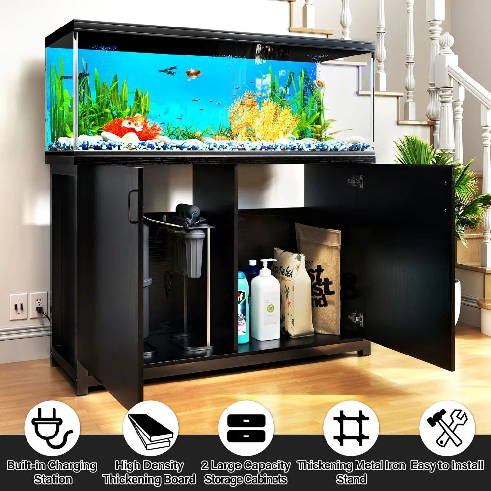 75 Gallon Aquarium Stand Cabinet with Charging Station Fish Tank Stand