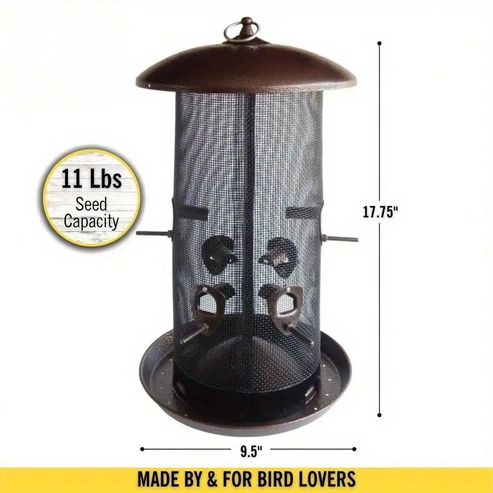 Giant combination screen bird feeder, 10 lb capacity, built-in drain, screw cap design, easy to fill, suitable for bird lovers