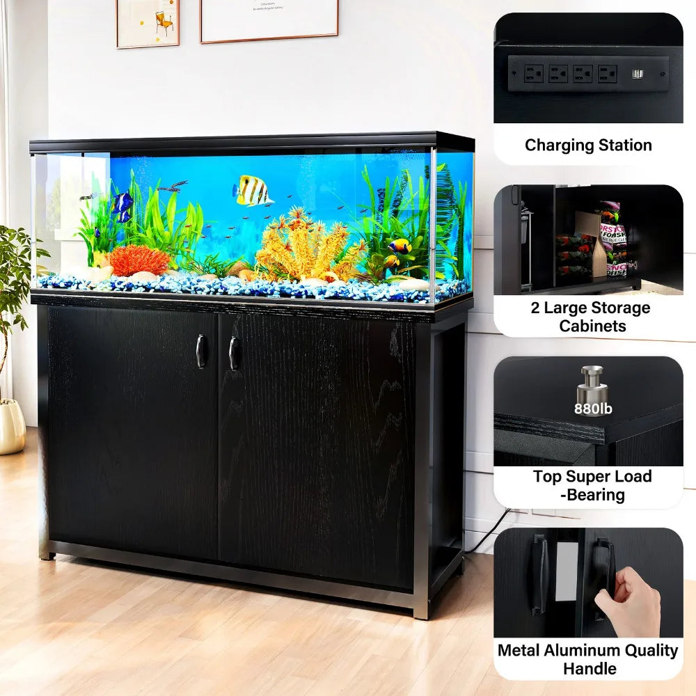 75 Gallon Aquarium Stand Cabinet with Charging Station Fish Tank Stand