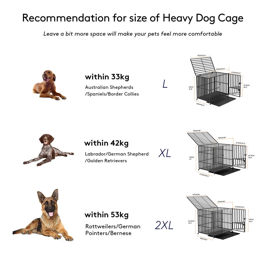 Heavy-Duty Dog Crate With Lockable Wheels And Slide-Out Tray