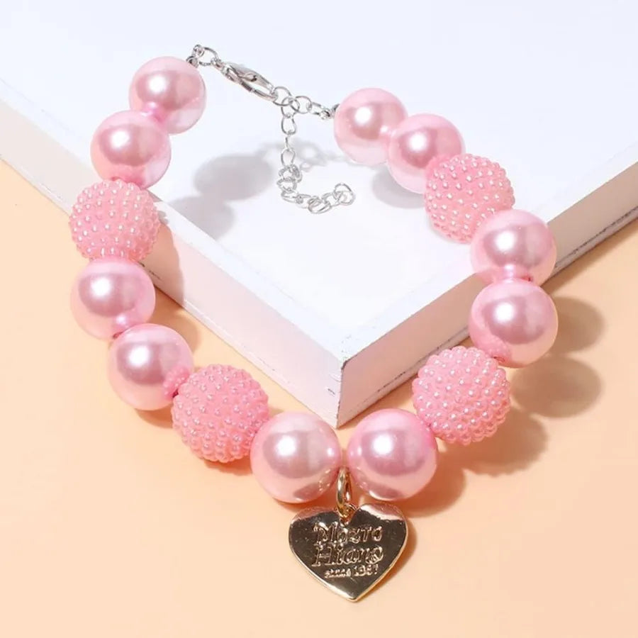Adorable Teddy Dog Pearl Necklace With Heart Pendant Collar