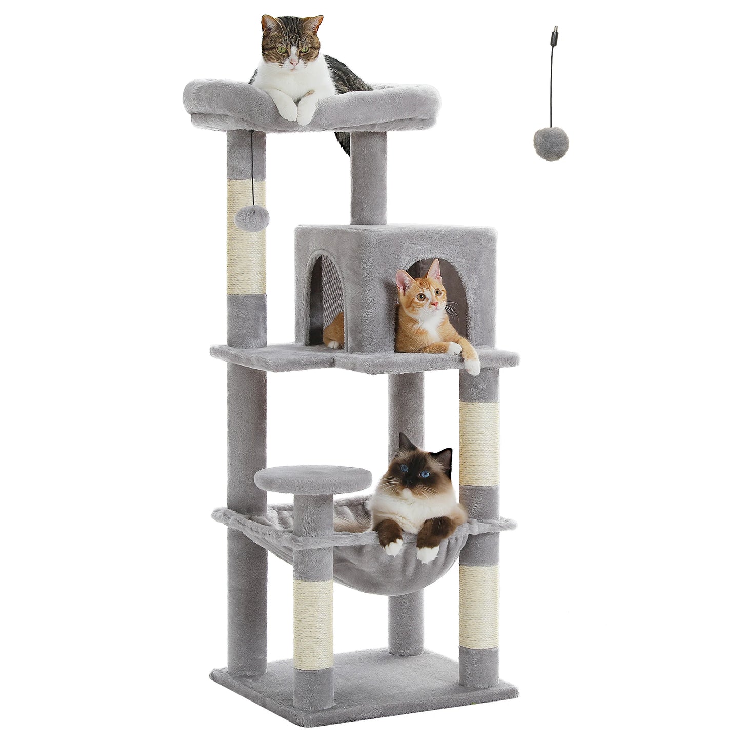 PETEPELACN Cat Tree For Indoor Cats 5-Level Cat Tower With Metal Frame Hammock Condo And Top Perch