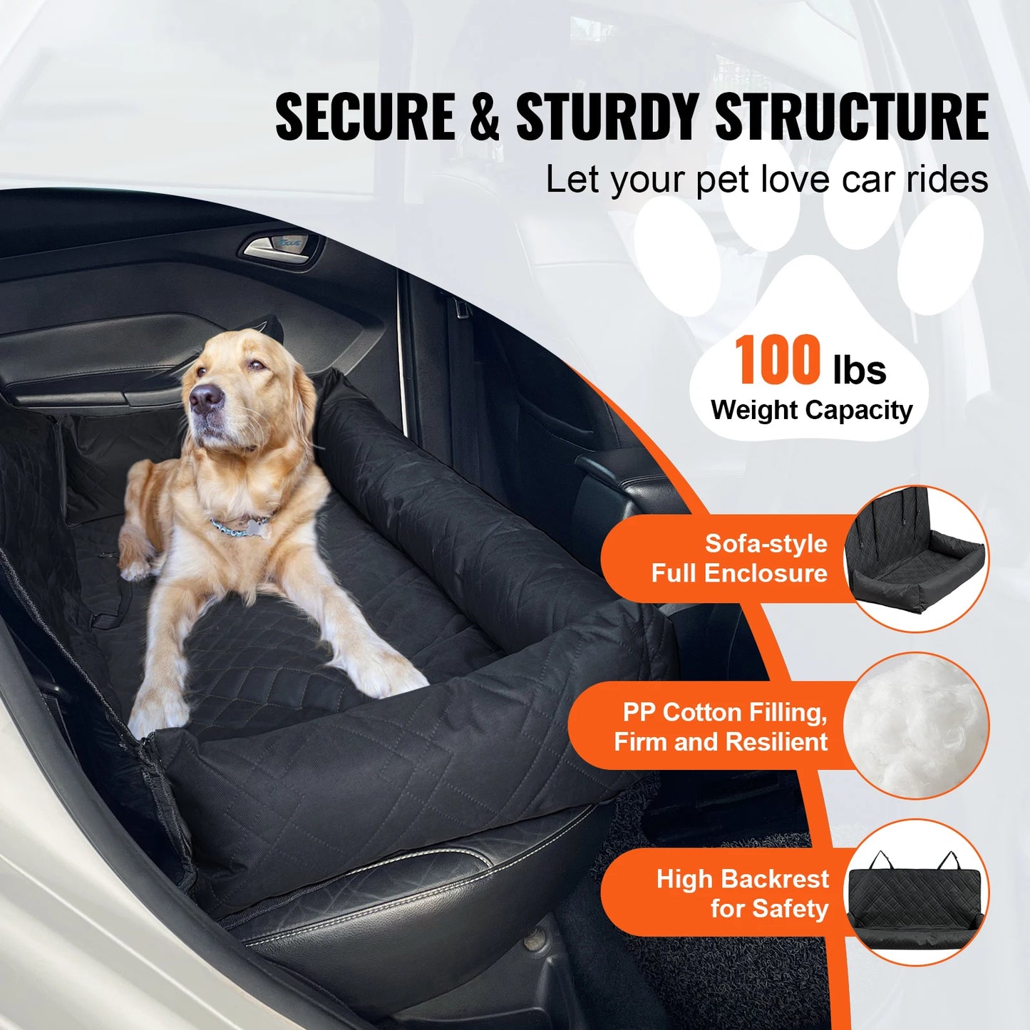 SucceBuy Waterproof Dog Car Seat With Built In Leash